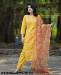 Embroidered Khadi Cotton Kurti With Pant And Hand Block Printed Kota Doriya Dupatta-ISKWSU2012PPC/D1553