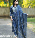 Bagru Printed Cotton Kurti With Pant And Dupatta-ISKWSU20121245