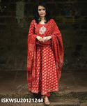 Bagru Printed Cotton Anarkali Kurti With Pant And Dupatta-ISKWSU20121244