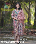 Kalamkari Printed Handloom Cotton Silk Kurti With Cotton Silk Pant And Dupatta-ISKWSU2412PPC/D1231