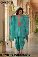 Embroidered Cotton Kaftan With Dhoti Pant-ISKWKFT2412OMK3019