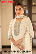 Embroidered Cotton Jacquard Kurti With Afghani Pant And Dupatta-ISKWSU2412OMK2944