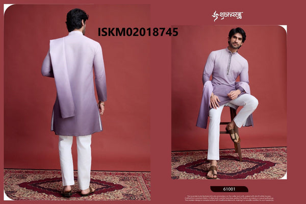 Sequined Men's Rayon Kurta With Dupatta-ISKM02018745