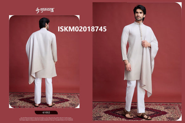 Sequined Men's Rayon Kurta With Dupatta-ISKM02018745