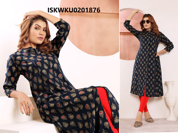 Printed Viscose Maslin Kurti-ISKWKU0201876