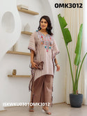 Sequined Cotton Kaftan Top With Pant-ISKWKU0301OMK3012