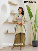 Sequined Cotton Kaftan Top With Pant-ISKWKU0301OMK3012