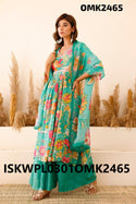 Digital Floral Printed Crepe Anarkali Kurti With Palazzo And And Dupatta-ISKWPL0301OMK2465