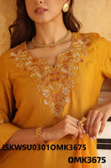 Embroidered Silk Kurti With Shantoon Pant And Organza Dupatta-ISKWSU0301OMK3675