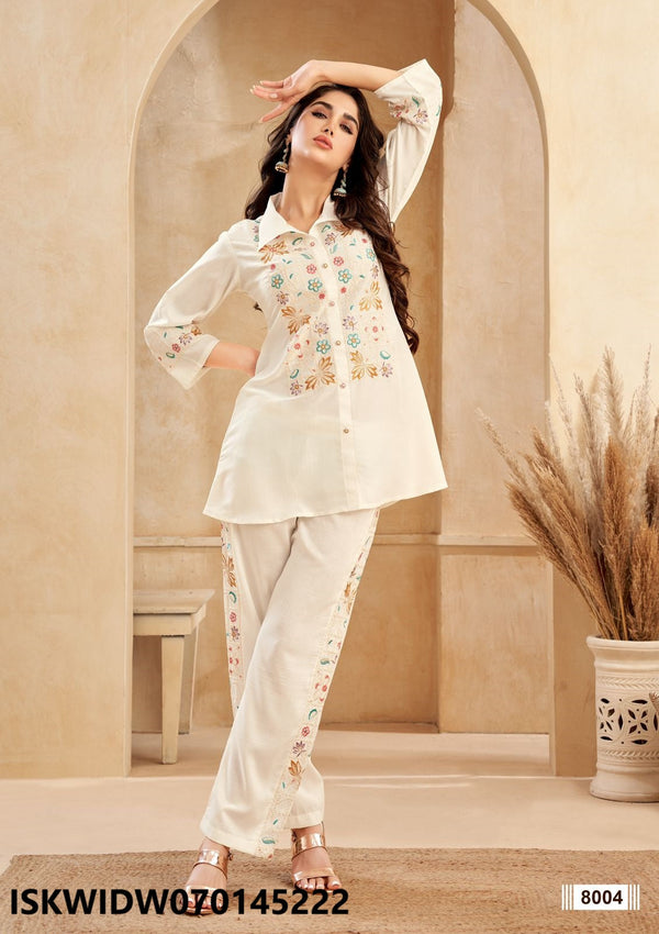 Embroidered Chinon Co-Ord Set-ISKWIDW070145222