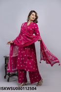 Printed Cotton Kurti With Pant And Dupatta-ISKWSU080112504