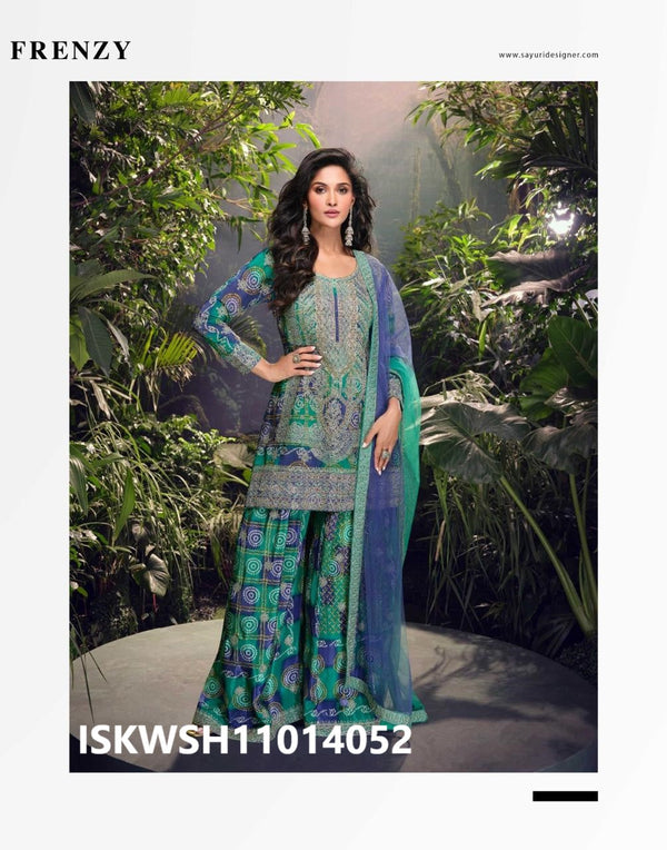 Embroidered Chinon Silk Kurti With Palazzo And Net Dupatta-ISKWSH11014052