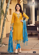 Embroidered Viscose Weaving Kurti With Lycra Cotton Pant And Bandhani Printed Dupatta-ISKWSU12018546