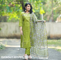 Khadi Cotton Kurti With Pant And Hand Block Printed Kota Doriya Dupatta-ISKWSU1301PPC/D915