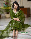 Embroidered Organza Kurti With Silk Pant And Dupatta-ISKWSU1501PPC/D1782