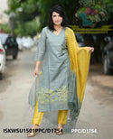 Handloom Weaved Cotton Silk Kurti With Pant And Dupatta-ISKWSU1501PPC/D1754