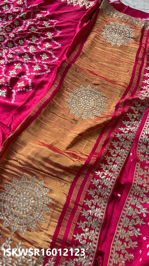 Bandhani Printed Gaji Silk Saree With Blouse-ISKWSR16012123