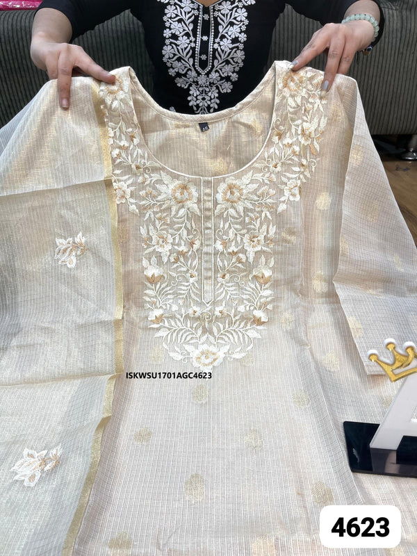 Kota Chanderi Silk Kurti With Maslin Pant And Self Weaved Dupatta-ISKWSU1701AGC4623