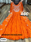 Embroidered Maslin Silk Gown With Organza Dupatta-ISKWGN1701AGC4502