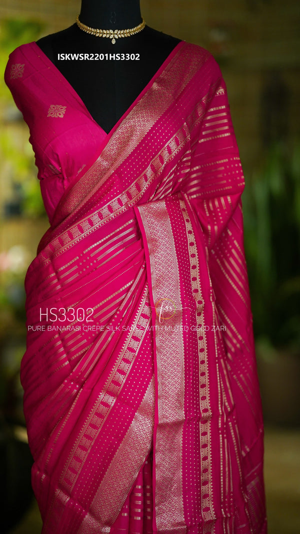 Sequined Munga Crepe Silk Saree With Blouse-ISKWSR2201HS3302