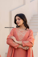 Embroidered Tissue Kurti With Pant And Dupatta-ISKWSU21012665