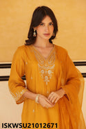 Embroidered Silk Kurti With Pant And Organza Dupatta-ISKWSU21012671