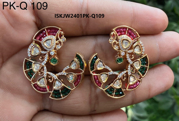 Kundan Earrings-ISKJW2401PK-Q-109