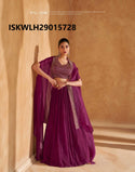 Embroidered Chinon Silk Lehenga With Crop Top And Organza Silk Jacket-ISKWLH29015728