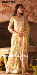 Floral Printed Chinon Kurti With Sharara And Dupatta-ISKWSH3001OMK3744