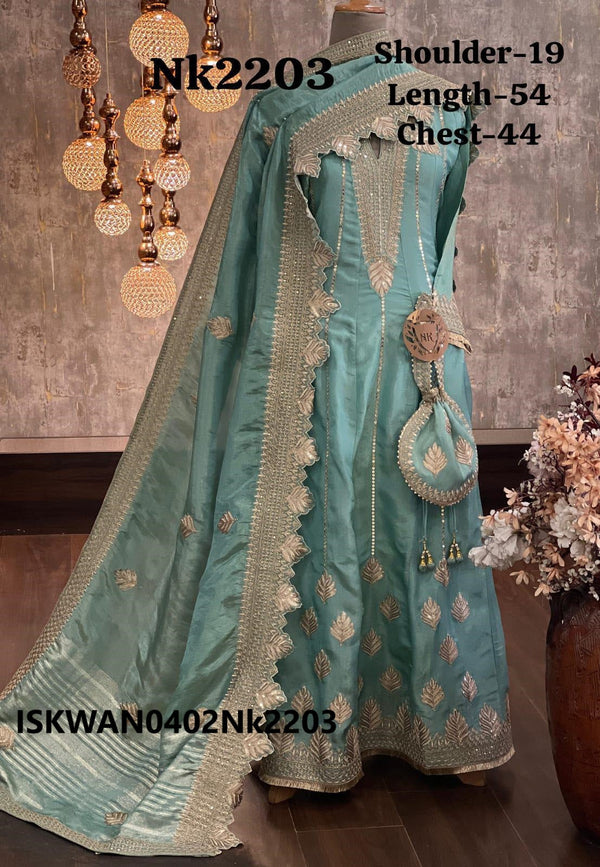 Embroidered Shimmer Tissue Anarkali Kurti With Dupatta-ISKWAN0402Nk2203