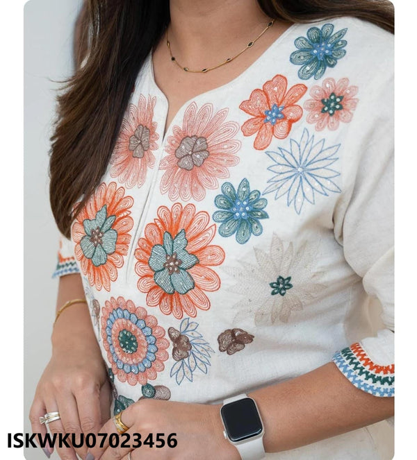 Embroidered Cotton Kurti With Pant-ISKWKU07023456