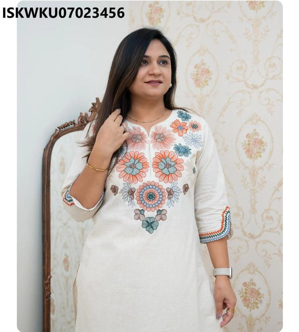 Embroidered Cotton Kurti With Pant-ISKWKU07023456