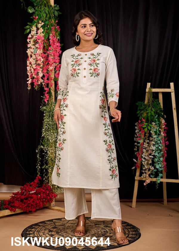 Embroidered Cotton Kurti With Pant-ISKWKU09045644