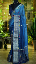 Embroidered Munga Crepe Silk Saree With Blouse-ISKWSR1204HS3798