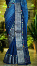 Embroidered Munga Crepe Silk Saree With Blouse-ISKWSR1204HS3798