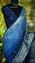 Embroidered Munga Crepe Silk Saree With Blouse-ISKWSR1204HS3798