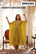 Shibori Printed Rayon Kaftan With Shantoon Pant-ISKWKFT2304OMK3565