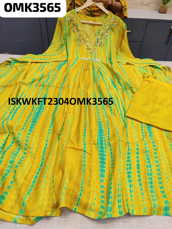 Shibori Printed Rayon Kaftan With Shantoon Pant-ISKWKFT2304OMK3565