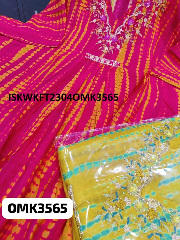 Shibori Printed Rayon Kaftan With Shantoon Pant-ISKWKFT2304OMK3565