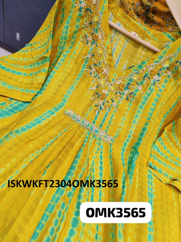 Shibori Printed Rayon Kaftan With Shantoon Pant-ISKWKFT2304OMK3565