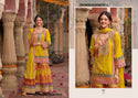Embordered Chinon Kurti With Digital Printed Sharara And Dupatta-ISKWSH020567511