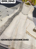 Sequined Cotton Anarkali Kurti With Pant And Organza Dupatta-ISKWSU0105OMK3940