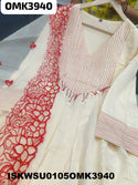Sequined Cotton Anarkali Kurti With Pant And Organza Dupatta-ISKWSU0105OMK3940