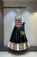 Sequined Khadi Cotton Lehenga With Blouse And Lagdi Patta Dupatta-ISKWNAV04058723