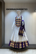 Sequined Khadi Cotton Lehenga With Blouse And Lagdi Patta Dupatta-ISKWNAV04058723