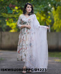 Kalamkari Printed Cotton Anarkali Kurti With Pant And Handloom Kota Doriya Dupatta-ISKWSU0805PPC/D1223