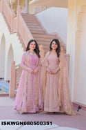 Embroidered Chiffon Gown With Dupatta-ISKWGN080500351
