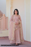 Embroidered Chiffon Gown With Dupatta-ISKWGN080500351