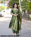 Banarasi Weaved Chanderi Silk Kurti With Pant And Banarasi Dupatta-ISKWSU1005PPC/D1932