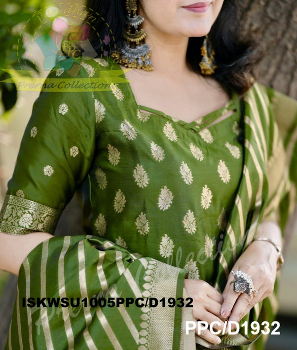 Banarasi Weaved Chanderi Silk Kurti With Pant And Banarasi Dupatta-ISKWSU1005PPC/D1932